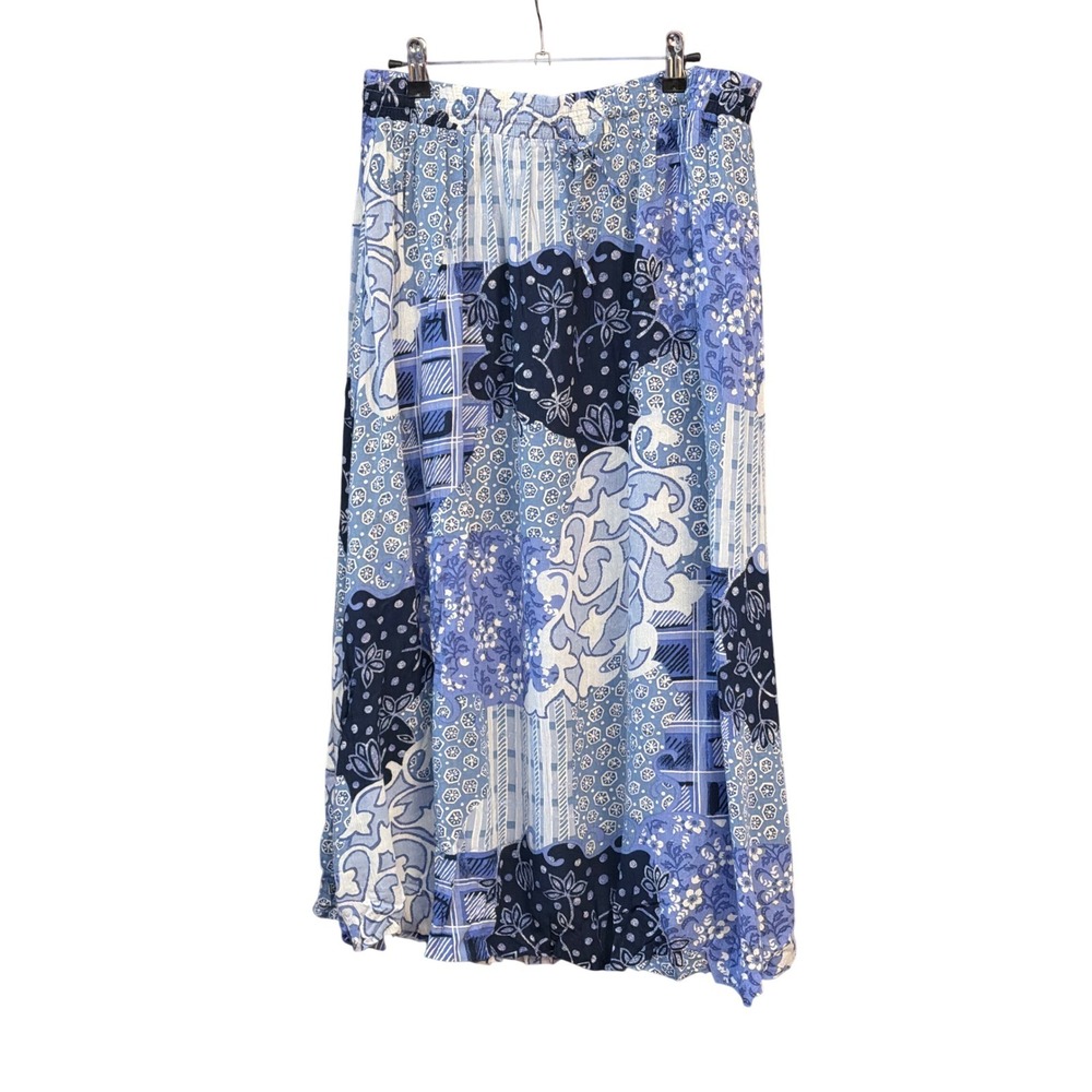 Vintage Leslie Fay Maxi Skirt Patchwork Boho Cottagecore Coastal Grandma Flowy